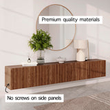 Living Skog Floating TV Stand Wall Mounted for Living Room and Bedroom, Media, Entertainment Center with Storage and Drawers Fits TV 60 65 70 75 80 inch Cabinet (Alessio Brown, 71 in) Living Skog