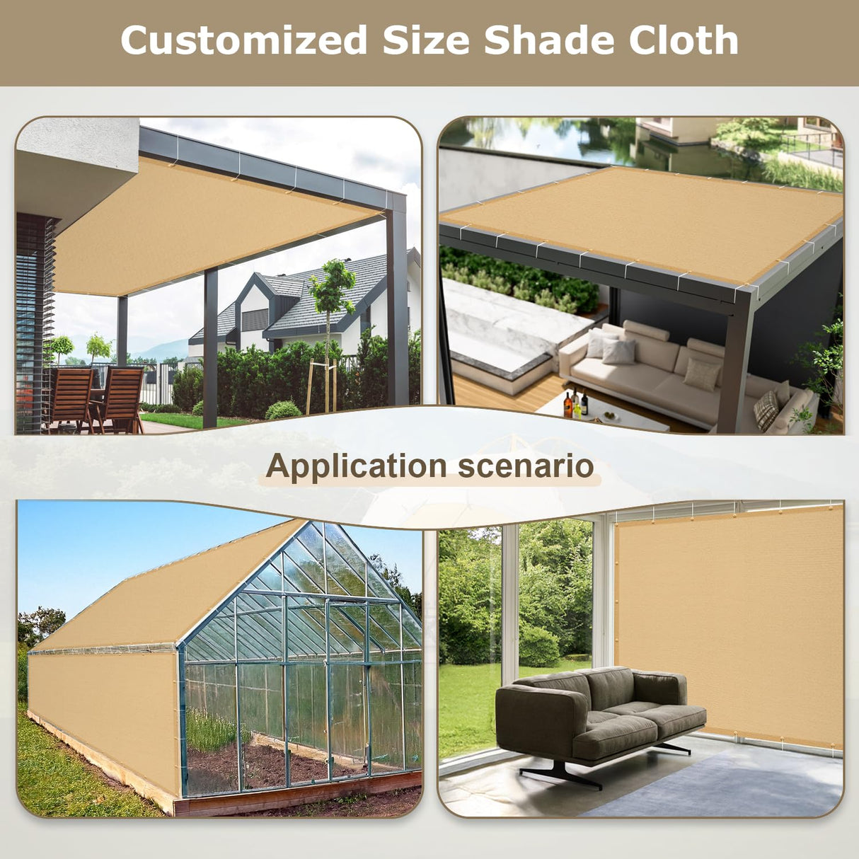 LOVE STORY Shade Cloth 3/6/8/10/12/20FT Sun Shade Cloth with Grommets Pergola Shade Cover 95% UV Protection for Patio Outdoor, 10x12 FT Sand LOVE STORY