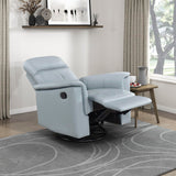 Lexicon Swivel Glider Recliner Chair, Comfy Nursery Glider, Top Grain Leather Match Recliner, Manual Reclining Chair for Living Room/Office/Apartment, Blue Lexicon