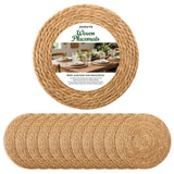 13 in Round Woven Placemats Plate Chargers Set of 12, Boho Farmhouse Rustic Woven Place Mats for Kitchen Dining Party Table Decor, Rattan Wicker Table Mats Jute Braided Chargers for Dinner Plates XOHUYD