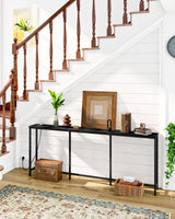 CHOEZON 70.9" Narrow Console Table with Power Outlet 7.1" Skinny Sofa Table, Long Behind Couch Table with Charging Station, Entryway Table for Hallway, Living Room Black TXG18UBB CHOEZON