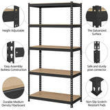 Topeakmart 5-Tier Utility Shelves, Metal Storage Shelves Garage Shelving Unit Adjustable Garage Storage Shelves Storage Racks Heavy Duty Shed Shelving- Black, 35.5 x 17.5 x 72 Inch Topeakmart