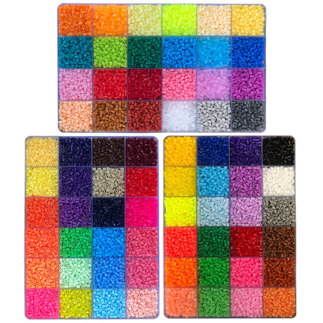 ZLLBTMO 39000 Pcs Fuse Beads Kit for Craft Making 72 Colors 2.6mm Mini Small Iron Beads Set for Aduld Kids, with Box, 4 Pegboards, 1 Drawing, 1 Tweezers, 5 Ironing Paper ZLLBTMO
