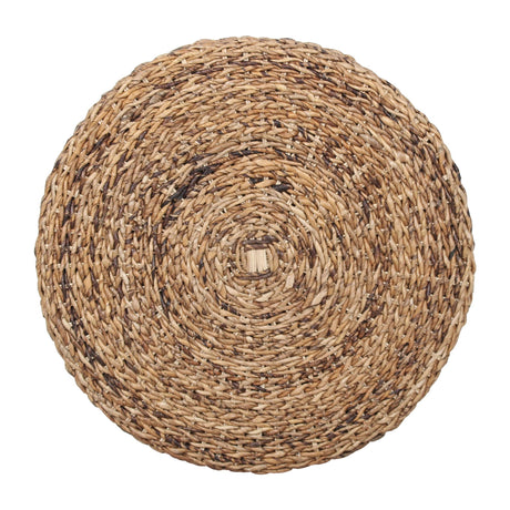 East at Main Abella Round Wicker Banana Leaf Coffee Table, Coastal Boho Abaca Coffee Table with Natural Finish, 28.5" W – Handcrafted Farmhouse Accent Table for Living Room or Small Spaces East at Main