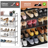 VILICK 5 Tier Shoe Rack with Hook and Side Pocket,Shoe Organizer Space Saver Storage for 20-25 Pair Shoe Storage Shelf Sturdy Free Standing Long Shoe Rack Organizer for Closet,Entryway,Small Spaces VILICK