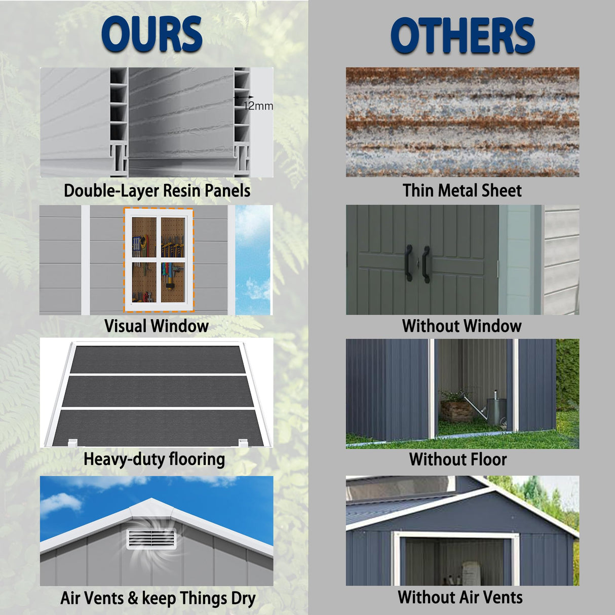 10x8 FT Resin Outdoor Storage Shed with Floor, Weather-Resistant Plastic Garden Shed with Windows, Lockable Door and Vents, Outside Tool Storage Sheds for Backyard, Garden, Lawn, Grey Pipleo