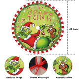 48 Inch Christmas Tree Skirt - Soft and Funny Farmhouse Christmas Tree Collar with Red & Green Trim Decor Xmas Holiday Decoration (Style A) Bpwasxda