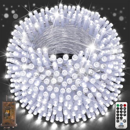 403FT 1000 LED Christmas String Lights Outdoor with 8 Modes Timer Memory Function Waterproof Fairy Lights Plug in for Party Xmas Tree Yard Wedding Outside Indoor Decorations(Cold White)