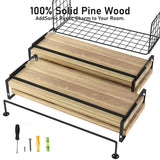 LUDORU Wood Floating Shelves Wall Mounted - 4+1 Tier Rustic Bathroom Wall Shelves Over Toilet with Wire Storage Basket and Towel Bar, Set of 4 Farmhouse Floating Shelf for Bathroom, Kitchen, Bedroom. LUDORU