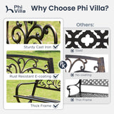 PHI VILLA 50" Garden Bench Outdoor Bench Patio Bench for Outdoors Metal Porch Steel Frame Furniture for Yard PHI VILLA