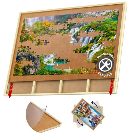 1500 Piece Wooden Jigsaw Puzzle Table - 4 Drawers, Rotating Puzzle Board | 35” X 28” Jigsaw Puzzle Board | Puzzle Cover & Lazy Susan Included - Portable Puzzles Tables for Adults and Kids Beyond Innoventions