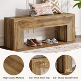 Tribesigns 47'' Wooden Entryway Bench, Farmhouse Entry Bench Seat, Indoor End of Bed Bench with Storage Capability for Living Room, Bedroom, Hallway, Easy Assembly, Oak Brown Tribesigns