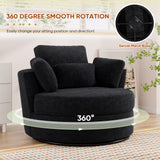 JEEOHEY Swivel Accent Barrel Chair, 42'' W Chenille Upholstered Round Swivel Chair, 360 Degree Modern Oversized Round Armchair, Comfy Single Sofa Chair for Nursery, Living Room, Bedroom(Black) JEEOHEY