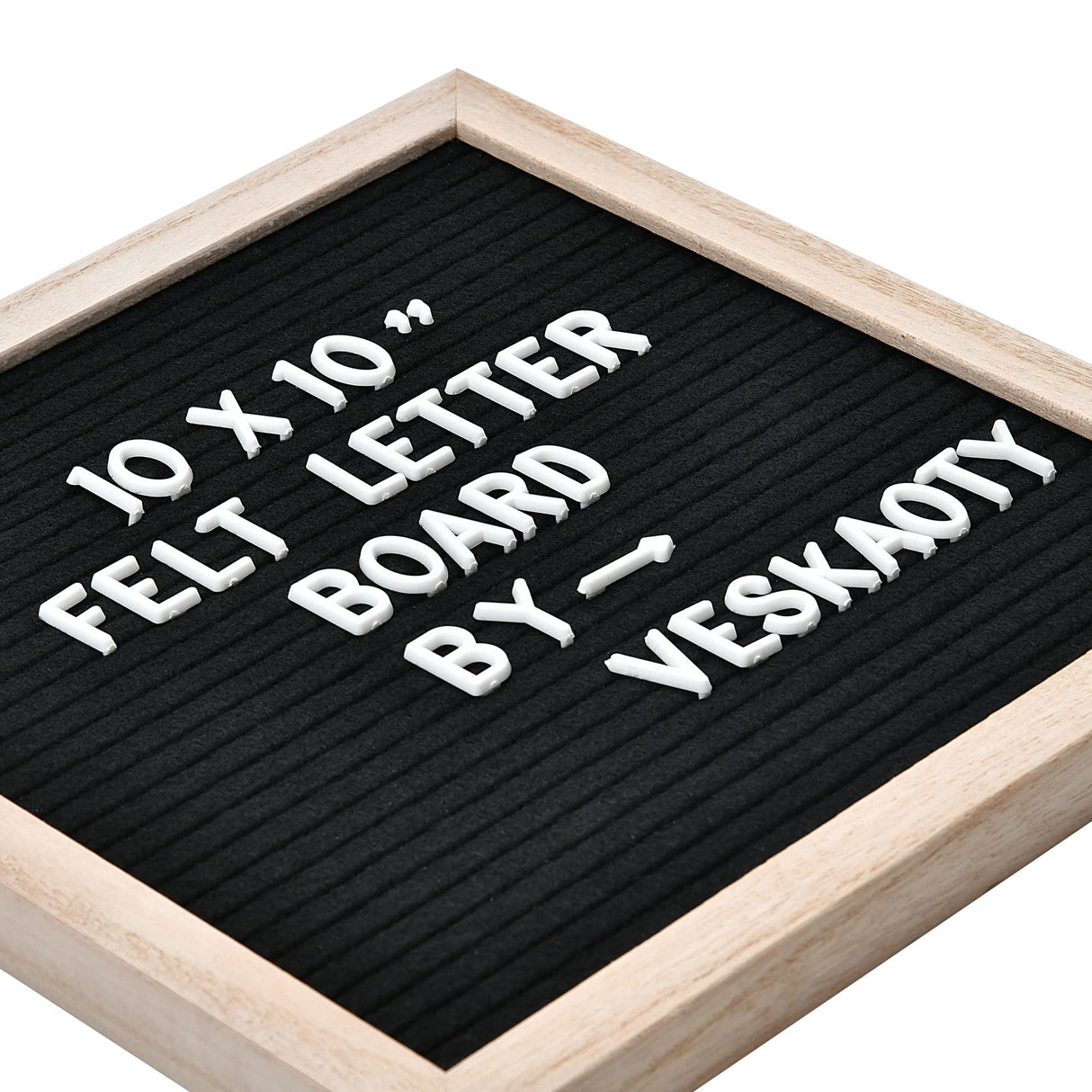 Felt Letter Board with 294 Letters, Numbers & Symbols - 10 x 10 inch Changeable Message Board with Wooden Frame Wall Mount Hook, (Black Board & Wood Frame) Veskaoty
