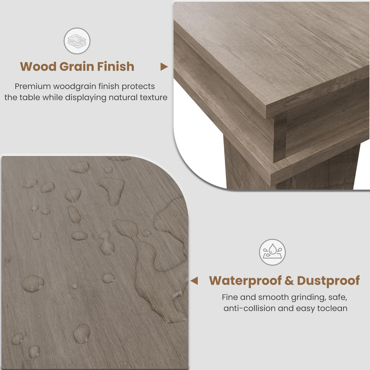 GarveeHome Farmhouse Dining Table for 6-8 People, 70.87 in Long Wooden Kitchen Table with Sturdy Frame & Rustic Grey Finish - Seats 6 Rectangular Counter for Dinner, Kitchen, Dining Room GarveeHome