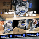 Cordless Jigsaw Tool Compatible with Dewalt 20V Battery, Variable Speed, LED Light, 0°-45° Bevel Cuts, 3-Position Orbital Action, Brushless Motor for Straight Curve Circle Cutting Ecarke