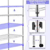 Whitmor 4 Tier Storage Shelves, Heavy Duty with Wheels, Adjustable Steel Organizer Wire Rack, 400 lbs Capacity per Shelf, Max 1600 lbs Total for Garage, Kitchen, Plant, 36" L x 14" W x 54" H, Chrome Whitmor