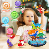 IPOURUP Dinosaur Toys for Kids 3-5: Wooden Stacking Montessori Toys for 3 4 5 6 7 8 Year Old Boys Girls Balance Competition Game for Family Easter Birthday Gifts for Kids Ages 4-8 (Classic Version) IPOURUP