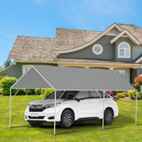 Canopy Tarp Replacement Cover for 12' x 20' Carport Frame, 200G Heavy Duty Replacement Top Cover for Car Garage, Waterproof & UV Protected Tarp with 50 Ball Bungees (Only Cover), Grey Fetuero