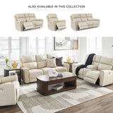 Signature Design by Ashley Dahlmoore Contemporary Leather Match Power Reclining Loveseat with Console and USB Ports, Beige Signature Design by Ashley