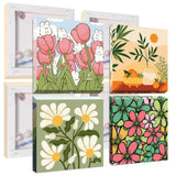 UMOART Framed Paint by Numbers for Kids - 4Pack Flowers Paint by Numbers for Kids Ages 4-8-12, Paint by Number Kits on Canvas, DIY Landscape Oil Painting Acrylic Kits for Home Decor 8x8in UMOART