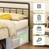 EMODA 16 Inch Twin Bed Frames with Headboard and Footboard, Heavy Duty Twin Platform Bed, Metal Slats Support Mattress Foundation, No Box Spring Needed, Easy Assembly EMODA