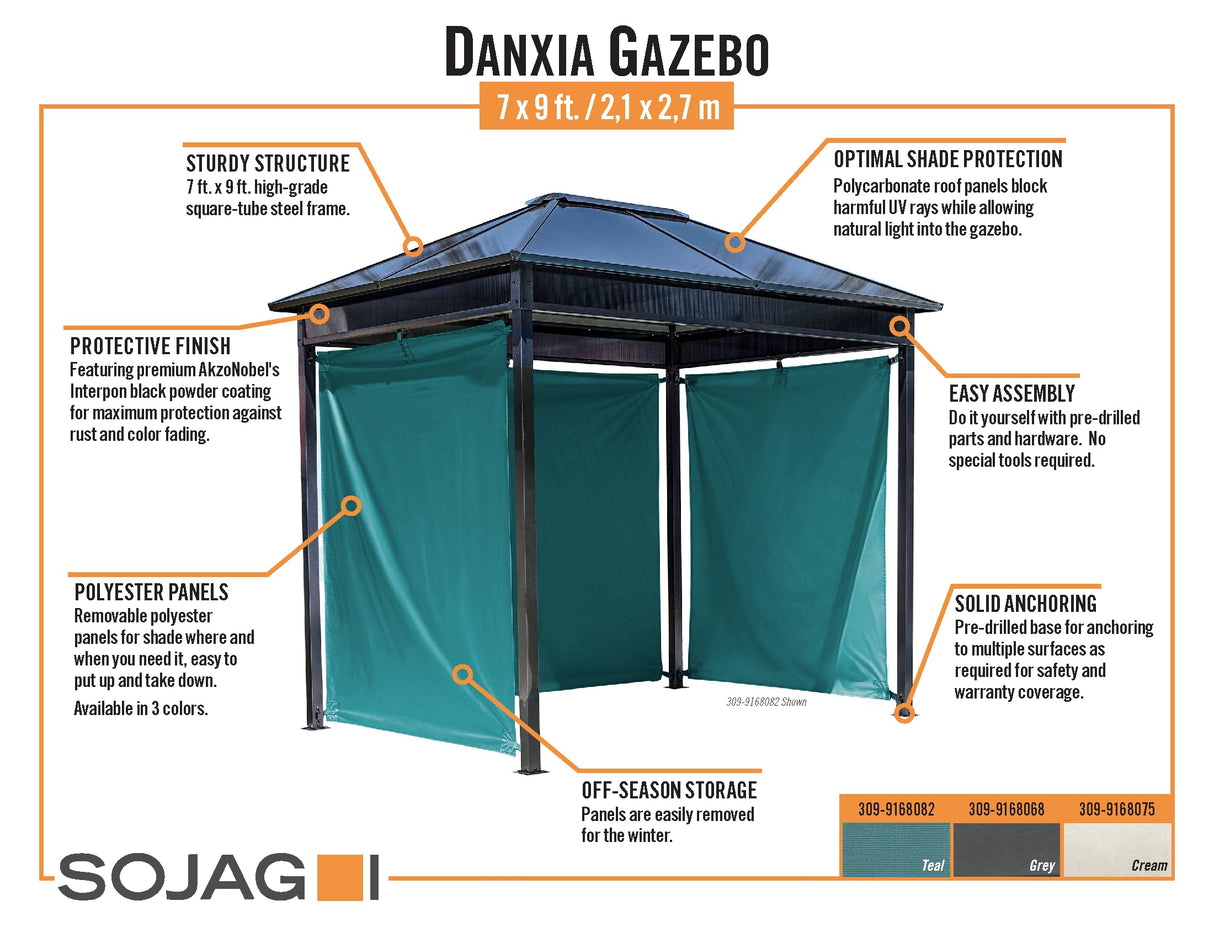 Sojag Danxia Teal 7 Ft. X 9 Ft. Gazebo Sojag