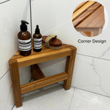 PERFNIQUE Teak Shower Stool, Teak Shower Bench, 12'' Shower Stool for Shaving Legs, Spa Foot Rest for Inside Shower, Organizer Teak Stool, Waterproof Small Corner Bench for Bathroom Livingroom (12'') PERFNIQUE