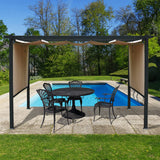 Aoodor 10 x 13 ft Outdoor Pergola with Retractable Canopy, Aluminum Frame, 4 Pieces Patio Sun Shade Shelter for Backyard, Deck - Brown Aoodor