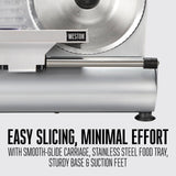 Weston Electric Meat Cutting Machine, Deli & Food Slicer, Adjustable Slice Thickness, Non-Slip Suction Feet, Removable 9" Stainless Steel Blade, Easy to Clean Weston