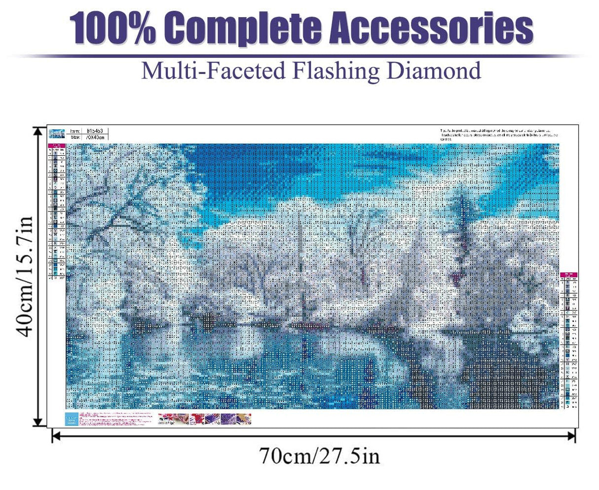 BOHADIY 5D Lake Diamond Painting, Diamonds Painting Winter Tree Kits for Adults，DIY Full Drill Crystal Rhinestone Arts and Crafts, Gem Art Paints with Diamond Home Wall Decor 27.5 X 15.7inch BOHADIY