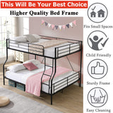 FUSVZ Metal Full XL Over Queen Bunk Beds for Adults, Heavy-Duty Bunk Bed Full XL Over Queen Size with Ladder for Kids Boys Girls Teens, Convertible to 2 separate beds, Weight capacity: 600 lbs (Black) FUSVZ