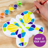 Creative Roots Mosaic Butterfly Stepping Stone Kit, Includes 7-Inch Ceramic Stepping Stone & 6 Vibrant Paints, Paint Your Own Stepping Stone, DIY Stepping Stone for Kids Ages 8+ White Creative Roots