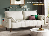 YITAHOME 56" Loveseat Sofa, Velvet Fabric Sofa Couch for Small Space, Modern Loveseat with Button Tufted Seat and Side Storage Pockect, 2 Seater Couch for Living Room Bedroom, 2 Pillow Included, Beige YITAHOME