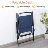 Vongrasig 6 Pieces Folding Patio Dining Set, All Weather Small Metal Outdoor Table and Chair Set, Garden Patio Furniture Set w/Umbrella, Glass Table & 4 Folding Chairs for Lawn, Backyard, Blue Vongrasig