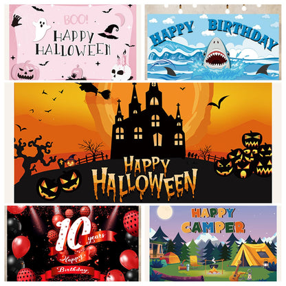 RHBLME 4 Pack Large Blank Banners to Decorate, 2 x 6 Feet White Banner with Hanging Rope for Birthday, Polyester Oxford Cloth Sublimation Banner for Halloween, Christmas, Easter, Weddings, etc