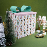 BIOBROWN Medium Christmas Gift Boxes with Lids for Presents, 9x9x9 Inches Nutcracker Design Collapsible Gift Box for Party, Xmas, Holiday BIOBROWN