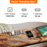 SUPERJARE 70 Inch Console Table with Outlet, Sofa Table with Charging Station, Narrow Entryway Table, Skinny Hallway Table, Behind Couch Table, for Living Room, Rustic Brown SUPERJARE