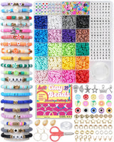 LovelyMoon Bracelet Making Kit 5000 Pcs Clay Beads Flat Preppy Beads for Friendship Jewelry Making Polymer Heishi Beads with Charms Gifts for Teen Girls Crafts for Girls Ages 6 7 8 9 10 11 12 LovelyMoon