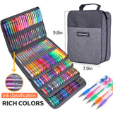 LANRENWENG 200 Pack Gel Pen Set 100 Colored Gel Pen with 100 Refills,Glitter Gel pens 40% More Ink with Canvas Bag for Kids Coloring Books Drawing Crafts Scrapbooks Journaling Planner LANRENWENG