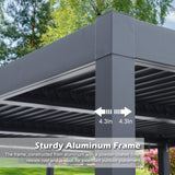 Sunnyglade Patio Pergola Canopy Modern Aluminum Pergola with Adjustable Louvered Gazebo for BBQ, Backyard,Party, Lawn,Garden (Dark Gray, 10x13FT) Sunnyglade