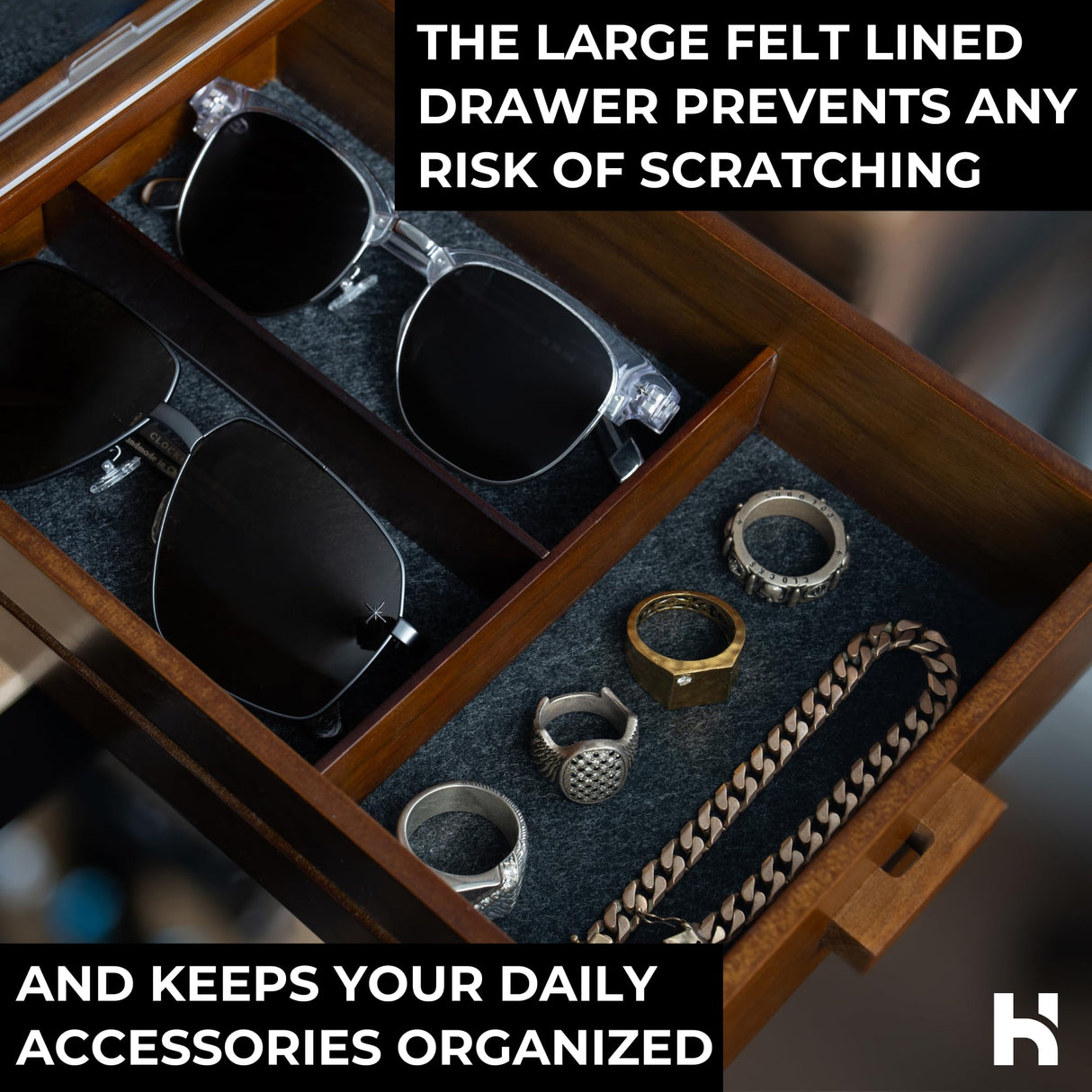 Holme & Hadfield Premium 6-Slot Sunglasses Organizer – Beautiful 360° Views – Handcrafted Wooden Sunglasses Display Case for Multiple Glasses – Luxurious Father’s Day Gift Holme & Hadfield