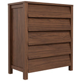 IRONCK 5 Drawer Dresser for Bedroom, Modern Chest of Drawers with Handleless Design, Wooden Tall Dresser Storage Cabinet Bedroom Furniture for Living Room, Hallway, Closet, Walnut IRONCK
