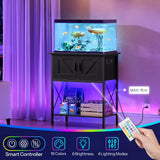 HOOBRO 20 Gallon Fish Tank Stand with Power Outlets and LED Light, Metal Frame Aquarium Stand, Reptile, Turtle Tank Stand with Cabinet Storage, 27.6'' L x 15.7'' W, 300 LBS Capacity, Black BB40UDFT01 HOOBRO