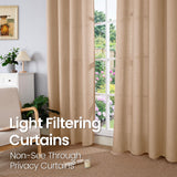BGment Tan Curtains 84 Inch for Living Room - Light Filtering Faux Linen Look with Burlap Texture, Rustic Farmhouse Window Panels (Set of 2, 52" Wide) BGment