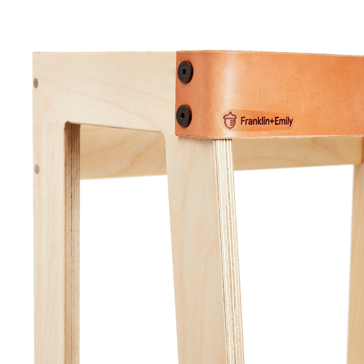 Franklin + Emily Wooden Toddler Tower and Step Stool (Toddler Step Stool with Leather Strap, Kitchen Tower, Safety Stool, Kid Step Stool, Activity Tower, Kid Tower) Franklin + Emily