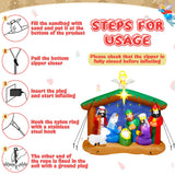 8FT Christmas Nativity Scene, LED Lighted Birth of Jesus Inflatable Decor for Xmas Yard Melisheer