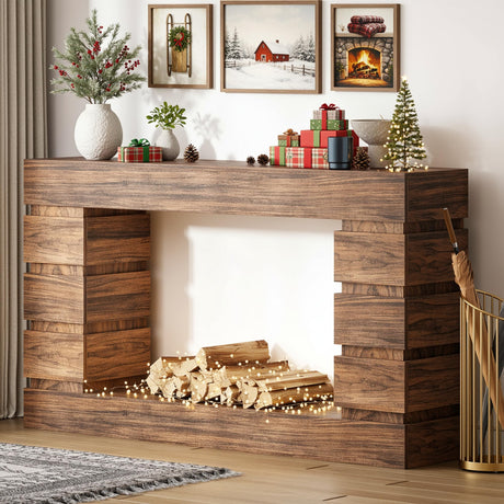 LIKEMET 55 Inch Console Table Farmhouse Entryway Table, Wood Sofa Table Accent Table with Open Storage, Narrow Couch Table for Entrance, Hallway, Foyer, Living Room LIKEMET