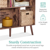 Best Choice Products 3-Tier Mid-Century Modern Wooden Bookcase, 6-Cube Organizer for Nursery, Kids Room, Living Room, w/Removable Back Panels, Pine Legs - Brown Best Choice Products
