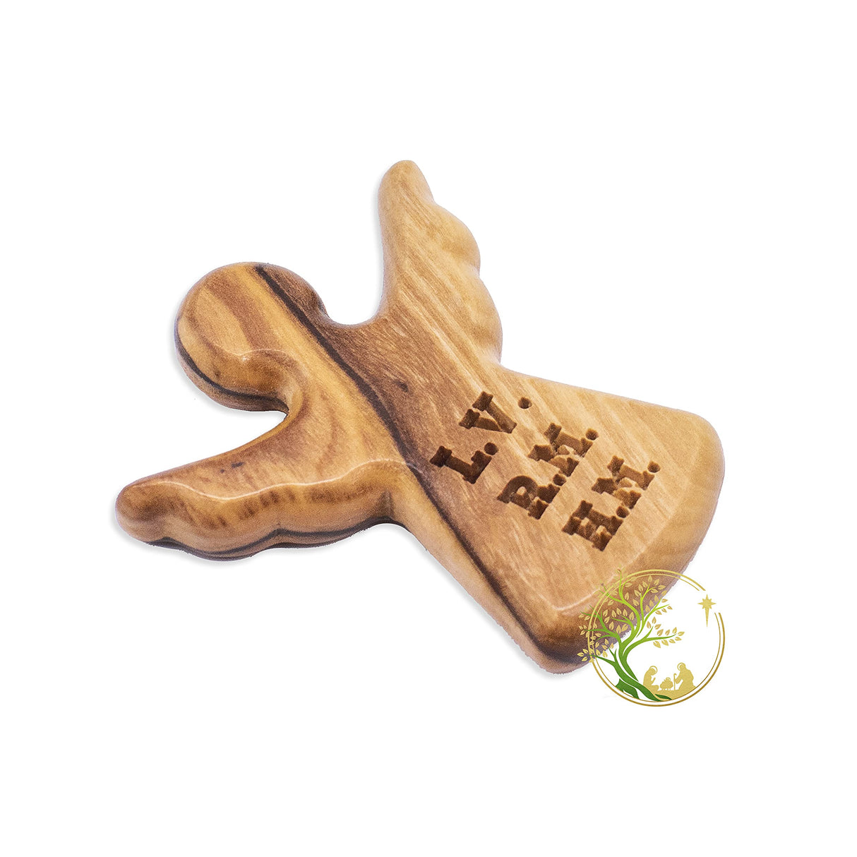 Personalized little Guardian Angel | Tiny Olive wood Pocket or Handheld Angel for protection Religious Gift for kids |Perfect Baptism Favors PHLG